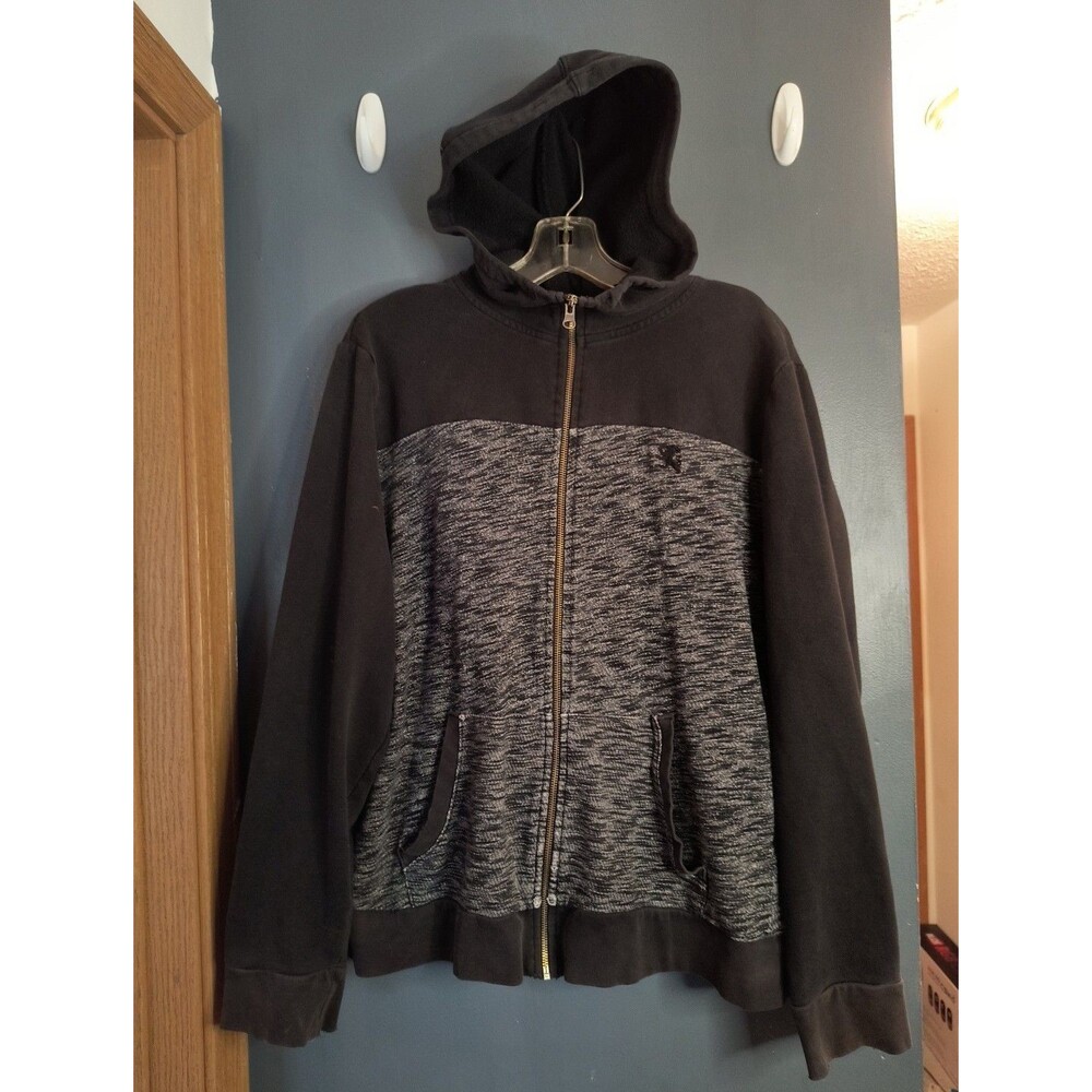 Express Men’s Large Black And Gray Zip Up Hoodie Used